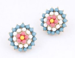 Tanzanite Blue Sunflower Stud Earrings